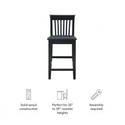 Groovi 24 in. Black Ladder Back Wood Craftsman Counter Stool with Vinyl Seat by Linon Home Decor 16 Groovi 24 in. Black Ladder Back Wood Craftsman Counter Stool with Vinyl Seat by Linon Home Decor -Linon Home Decor Shop black linon home decor bar stools thd03564 4f 1000