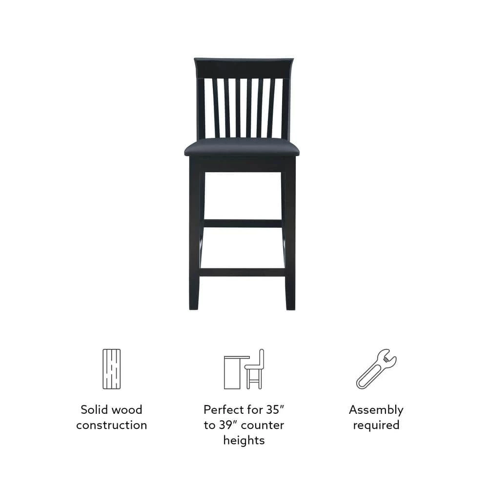 Groovi 24 in. Black Ladder Back Wood Craftsman Counter Stool with Vinyl Seat by Linon Home Decor 8 Groovi 24 in. Black Ladder Back Wood Craftsman Counter Stool with Vinyl Seat by Linon Home Decor - Image 6