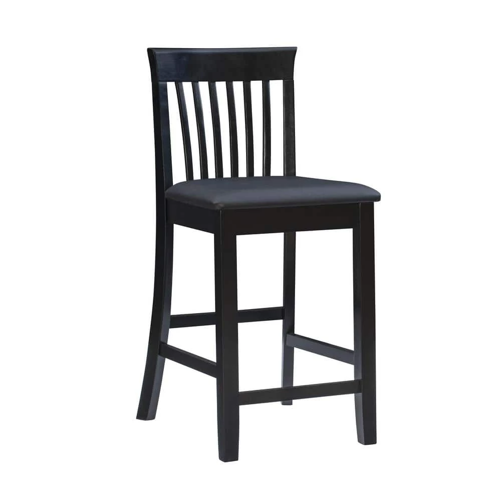 Groovi 24 in. Black Ladder Back Wood Craftsman Counter Stool with Vinyl Seat by Linon Home Decor 3 Groovi 24 in. Black Ladder Back Wood Craftsman Counter Stool with Vinyl Seat by Linon Home Decor