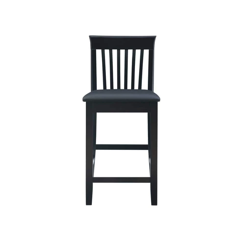 Groovi 24 in. Black Ladder Back Wood Craftsman Counter Stool with Vinyl Seat by Linon Home Decor 7 Groovi 24 in. Black Ladder Back Wood Craftsman Counter Stool with Vinyl Seat by Linon Home Decor - Image 5