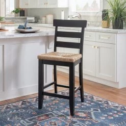Fernley Black Rush Seat Counterstool by Linon Home Decor -Linon Home Decor Shop black linon home decor bar stools thd03722 31 1000