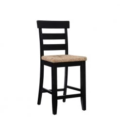 Fernley Black Rush Seat Counterstool by Linon Home Decor