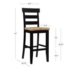 Fernley Black Rush Seat Barstool by Linon Home Decor -Linon Home Decor Shop black linon home decor bar stools thd03724 44 1000