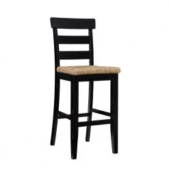 Fernley Black Rush Seat Barstool by Linon Home Decor