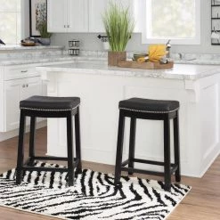 Concord 24 in. H Black Wood frame Backless 2pk Counter stool by Linon Home Decor -Linon Home Decor Shop black linon home decor bar stools thd04098 31 1000