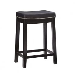 Concord 24 in. H Black Wood frame Backless 2pk Counter stool by Linon Home Decor -Linon Home Decor Shop black linon home decor bar stools thd04098 4f 1000
