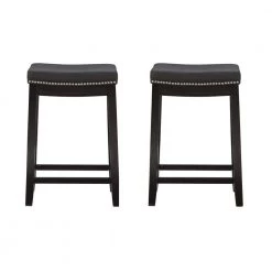 Concord 24 in. H Black Wood frame Backless 2pk Counter stool by Linon Home Decor -Linon Home Decor Shop black linon home decor bar stools thd04098 c3 1000