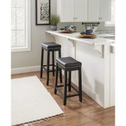 Concord 30 in. Black Wood frame Backless 2pk Barstool by Linon Home Decor -Linon Home Decor Shop black linon home decor bar stools thd04101 44 1000