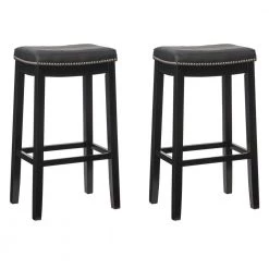 Concord 30 in. Black Wood frame Backless 2pk Barstool by Linon Home Decor