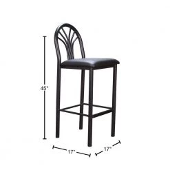 Pella 45 H in. Back Vinyl Metal Fretwork Low Back and Frame Barstool (Carton of 2) by Linon Home Decor -Linon Home Decor Shop black linon home decor bar stools thdac03618 40 1000