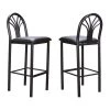Pella 45 H in. Back Vinyl Metal Fretwork Low Back and Frame Barstool (Carton of 2) by Linon Home Decor 2 Pella 45 H in. Back Vinyl Metal Fretwork Low Back and Frame Barstool (Carton of 2) by Linon Home Decor -Linon Home Decor Shop black linon home decor bar stools thdac03618 64 1000