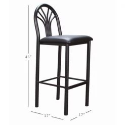 Pella 45 H in. Back Vinyl Metal Fretwork Low Back and Frame Barstool (Carton of 2) by Linon Home Decor -Linon Home Decor Shop black linon home decor bar stools thdac03618 fa 1000