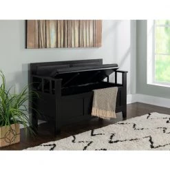 Carlton Black Bench with Flip Top Lid by Linon Home Decor -Linon Home Decor Shop black linon home decor bedroom benches 84021blk 01 kd u 31 1000
