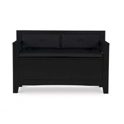Carlton Black Bench with Flip Top Lid by Linon Home Decor