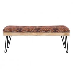 Black Baxter Earth Tone Tribal Upholstered Bench with Mango Wood and Iron Legs 46 in. L x 16 in. D x 18 in. H by Linon Home Decor 11 Black Baxter Earth Tone Tribal Upholstered Bench with Mango Wood and Iron Legs 46 in. L x 16 in. D x 18 in. H by Linon Home Decor -Linon Home Decor Shop black linon home decor bedroom benches hd1710ub21 c3 1000