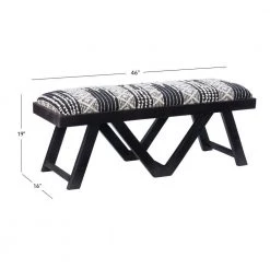 Myah Black Upholstered Bench with Geometric Pattern by Linon Home Decor -Linon Home Decor Shop black linon home decor bedroom benches hd221848 4f 1000