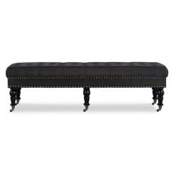 Bella Charcoal 62" Wide Accent Bench with Button Tufting and Silver Nailhead (62"L x 19.5"D x 17.75"H) by Linon Home Decor 9 Bella Charcoal 62" Wide Accent Bench with Button Tufting and Silver Nailhead (62"L x 19.5"D x 17.75"H) by Linon Home Decor -Linon Home Decor Shop black linon home decor bedroom benches thd03227 c3 1000