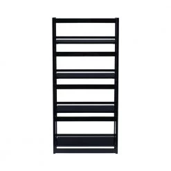 Angela 48 in. Black Wood 4-Shelf Folding Accent Bookcase with Fixed Shelves by Linon Home Decor -Linon Home Decor Shop black linon home decor bookcases bookshelves thd03007 4f 1000
