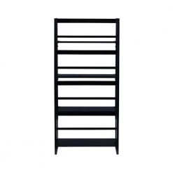 Angela 48 in. Black Wood 4-Shelf Folding Accent Bookcase with Fixed Shelves by Linon Home Decor -Linon Home Decor Shop black linon home decor bookcases bookshelves thd03007 c3 1000