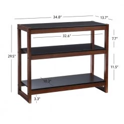 Henry 29.5 in. Black and Walnut Wood 3-Shelf Low Bookcase by Linon Home Decor -Linon Home Decor Shop black linon home decor bookcases bookshelves thd03176 44 1000