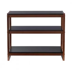 Henry 29.5 in. Black and Walnut Wood 3-Shelf Low Bookcase by Linon Home Decor