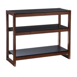Henry 29.5 in. Black and Walnut Wood 3-Shelf Low Bookcase by Linon Home Decor -Linon Home Decor Shop black linon home decor bookcases bookshelves thd03176 c3 1000