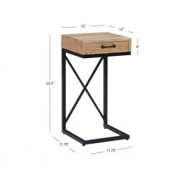 Carina 12 in. W Natural and Black Rectangle Wood Top C Table by Linon Home Decor -Linon Home Decor Shop black linon home decor c tables hd221875 1f 1000