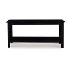 Ramsey 44 in. Black Large Rectangle Wood Coffee Table with Shelf by Linon Home Decor -Linon Home Decor Shop black linon home decor coffee tables thd02082 c3 1000