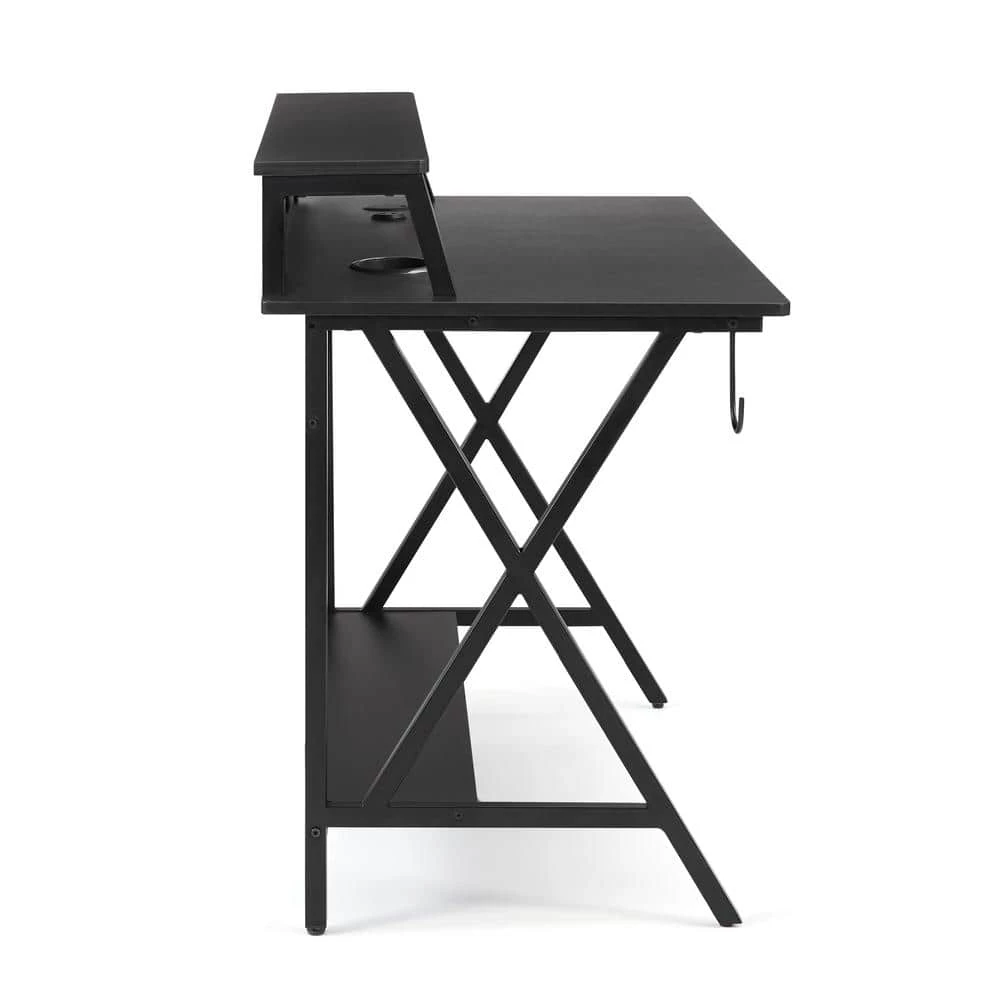 Blake Black Gaming Desk with LED Lighting by Linon Home Decor 4 Blake Black Gaming Desk with LED Lighting by Linon Home Decor - Image 2