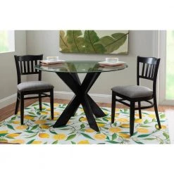 Saluda Black Dining Chair w Uphol seat (Carton of 2) by Linon Home Decor -Linon Home Decor Shop black linon home decor dining chairs thdac03658 31 1000