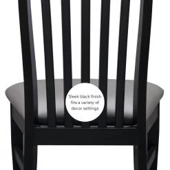 Lott Black Chair w/Upholstered Seat (Set of 2) by Linon Home Decor -Linon Home Decor Shop black linon home decor dining chairs thdac04015 1d 1000