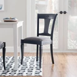 Biggio Black Chair Uph Seat (2 pk) by Linon Home Decor -Linon Home Decor Shop black linon home decor dining chairs thdac04054 fa 1000