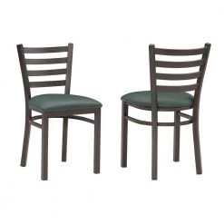 Galina Black Metal Side Chair with Green Faux Leather Seat (Carton of 2) by Linon Home Decor