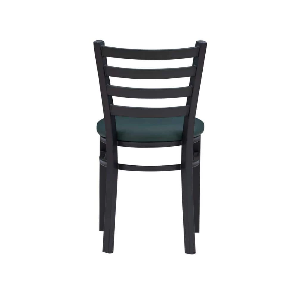 Galina Black Metal Side Chair with Green Faux Leather Seat (Carton of 2) by Linon Home Decor 5 Galina Black Metal Side Chair with Green Faux Leather Seat (Carton of 2) by Linon Home Decor - Image 3