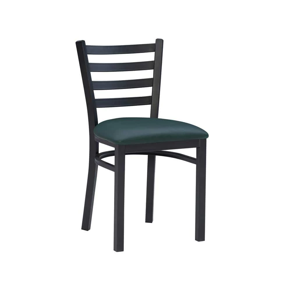 Galina Black Metal Side Chair with Green Faux Leather Seat (Carton of 2) by Linon Home Decor 6 Galina Black Metal Side Chair with Green Faux Leather Seat (Carton of 2) by Linon Home Decor - Image 4