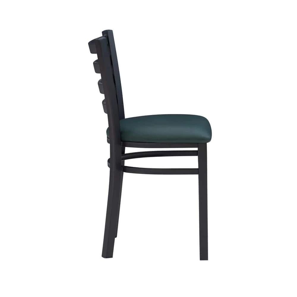 Galina Black Metal Side Chair with Green Faux Leather Seat (Carton of 2) by Linon Home Decor 4 Galina Black Metal Side Chair with Green Faux Leather Seat (Carton of 2) by Linon Home Decor - Image 2