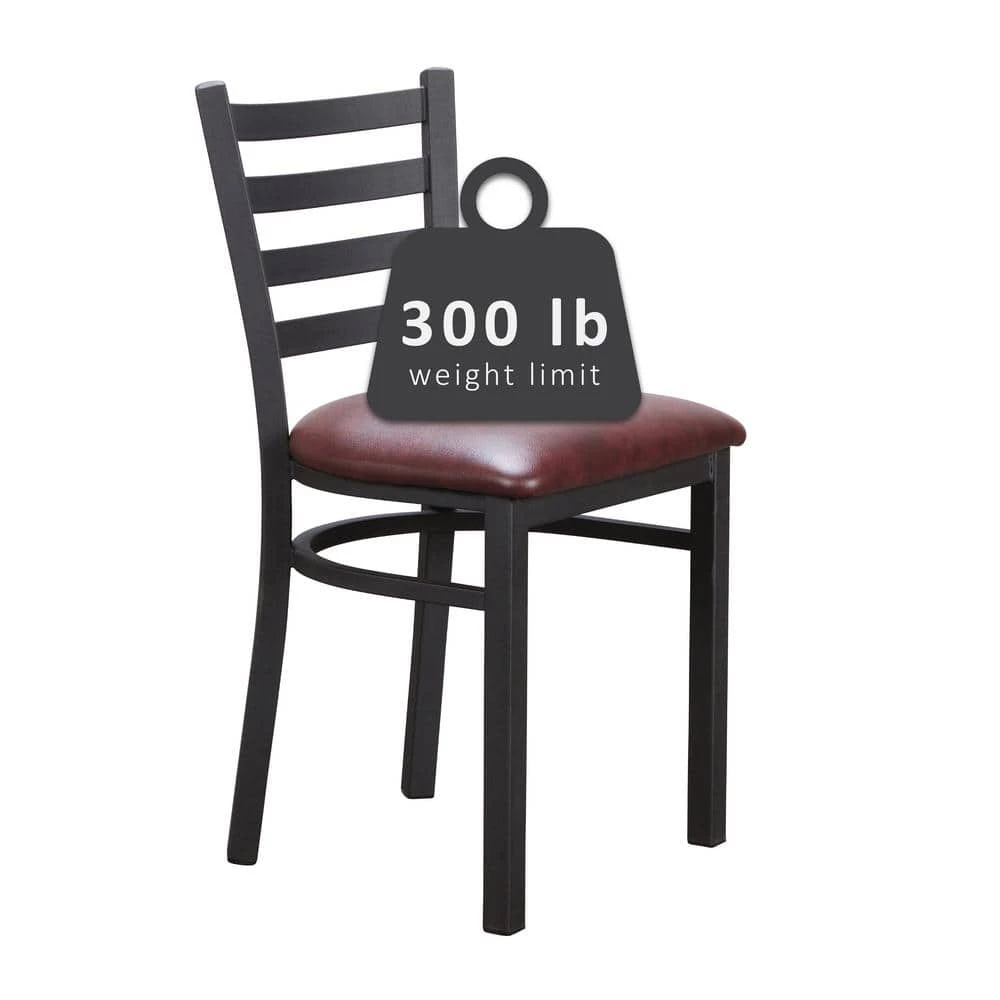 Galina Black Metal Side Chair High Back with Burgundy Faux Leather Seat (Carton of 2) by Linon Home Decor 10 Galina Black Metal Side Chair High Back with Burgundy Faux Leather Seat (Carton of 2) by Linon Home Decor - Image 8