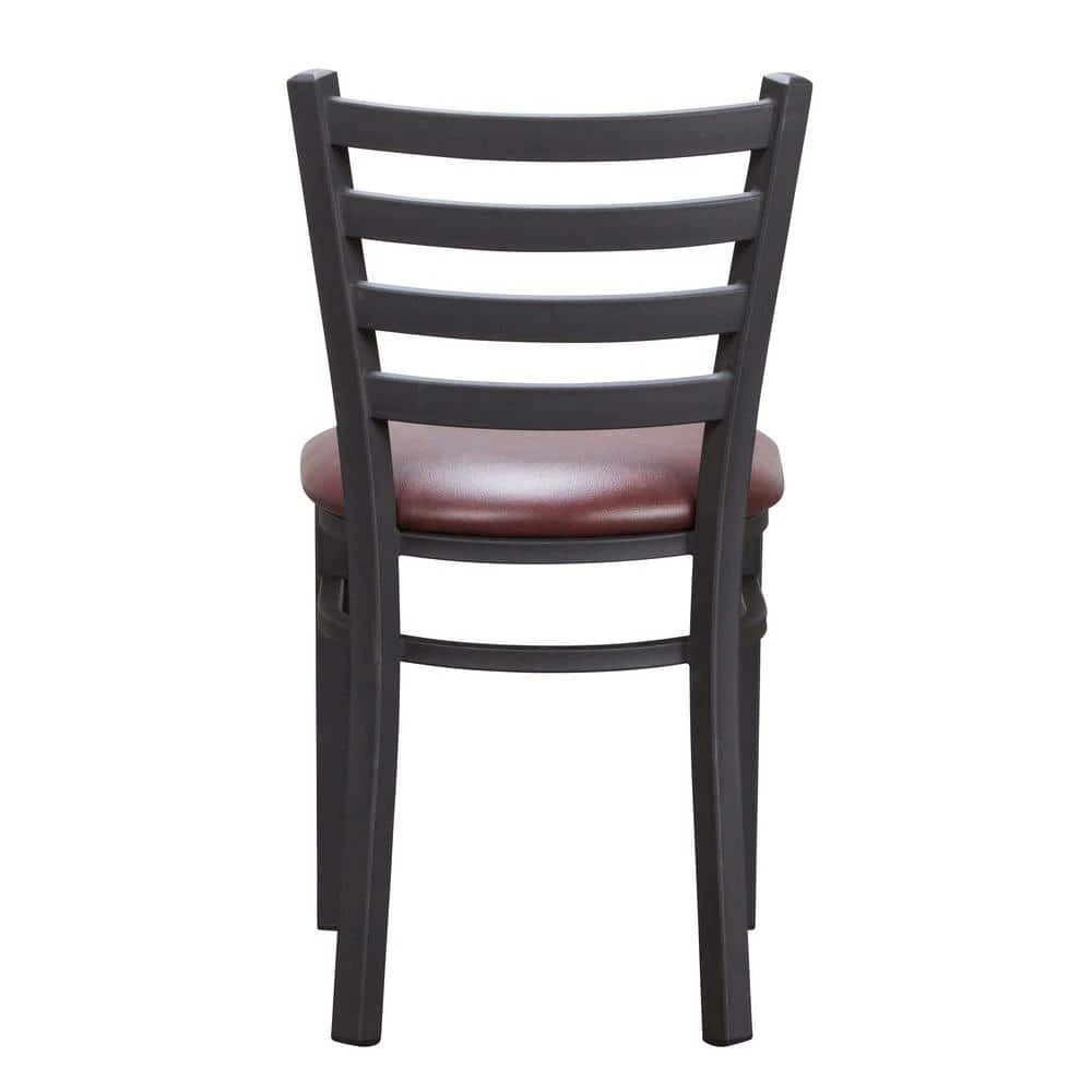 Galina Black Metal Side Chair High Back with Burgundy Faux Leather Seat (Carton of 2) by Linon Home Decor 6 Galina Black Metal Side Chair High Back with Burgundy Faux Leather Seat (Carton of 2) by Linon Home Decor - Image 4