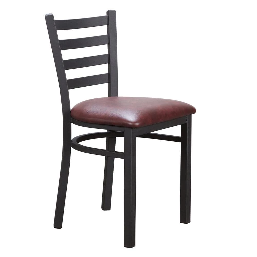 Galina Black Metal Side Chair High Back with Burgundy Faux Leather Seat (Carton of 2) by Linon Home Decor 7 Galina Black Metal Side Chair High Back with Burgundy Faux Leather Seat (Carton of 2) by Linon Home Decor - Image 5