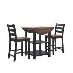 Lenny Black 3pc Wood Table Top Counter Set by Linon Home Decor