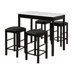 3-Piece Black Faux Marble Tavern Set by Linon Home Decor