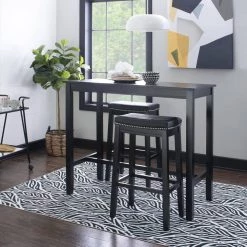 Concord 3-Pieces Black Wood Top Bar Set by Linon Home Decor -Linon Home Decor Shop black linon home decor dining room sets thd04116 31 1000