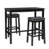 Concord 3-Pieces Black Wood Top Bar Set by Linon Home Decor