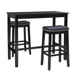 Concord 3-Pieces Black Wood Top Bar Set by Linon Home Decor