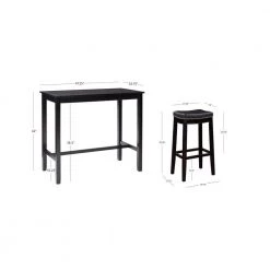 Concord 3-Pieces Black Wood Top Bar Set by Linon Home Decor -Linon Home Decor Shop black linon home decor dining room sets thd04116 77 1000
