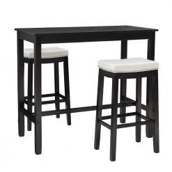 Concord 3-Pieces Black and White Wood Top Bar Set by Linon Home Decor