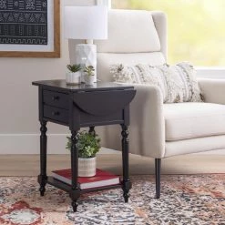 Shirley 25 in. W Black Square Wood Top Dropleaf Side Table by Linon Home Decor -Linon Home Decor Shop black linon home decor end side tables hd221851 31 1000