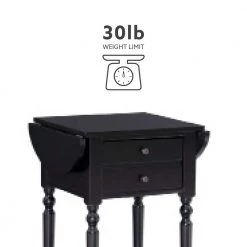 Shirley 25 in. W Black Square Wood Top Dropleaf Side Table by Linon Home Decor -Linon Home Decor Shop black linon home decor end side tables hd221851 44 1000