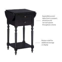 Shirley 25 in. W Black Square Wood Top Dropleaf Side Table by Linon Home Decor -Linon Home Decor Shop black linon home decor end side tables hd221851 fa 1000