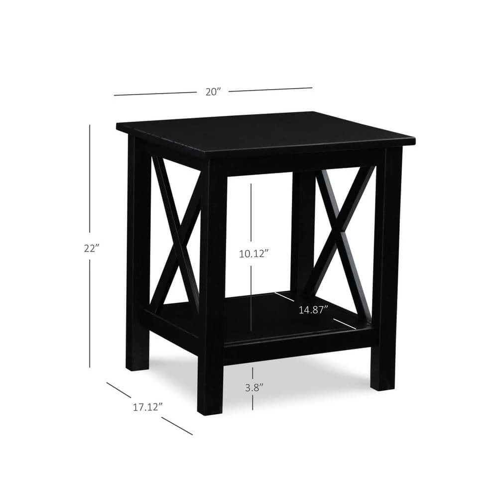 Ramsey Rectangular Black End Table with Shelf by Linon Home Decor 9 Ramsey Rectangular Black End Table with Shelf by Linon Home Decor - Image 7